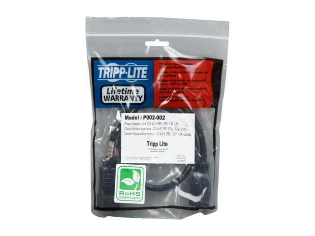 Tripp Lite Model P002-002 2 ft. Power Monitor Adapter Converter Cable, 5-15R to C14 - ảnh 3