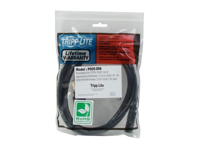 Tripp Lite Model P005-006 6 ft. Heavy-Duty 14AWG Power cord (IEC-320-C13 to IEC-320-C14) - ảnh 3