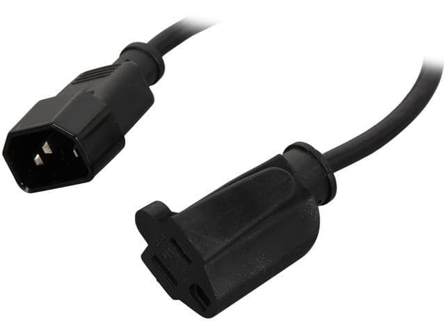 C2G 03147 18 AWG Monitor Power Adapter Cord – C14 to NEMA 5-15R, TAA Compliant, Black (1 Foot, 0.30 Meters)