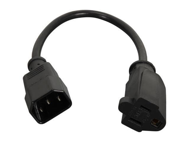 C2G 03147 18 AWG Monitor Power Adapter Cord – C14 to NEMA 5-15R, TAA Compliant, Black (1 Foot, 0.30 Meters) - ảnh 2