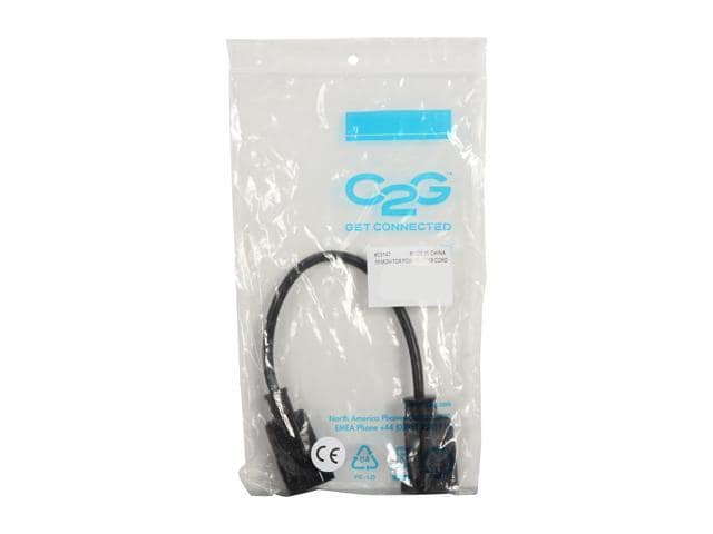 C2G 03147 18 AWG Monitor Power Adapter Cord – C14 to NEMA 5-15R, TAA Compliant, Black (1 Foot, 0.30 Meters) - ảnh 3