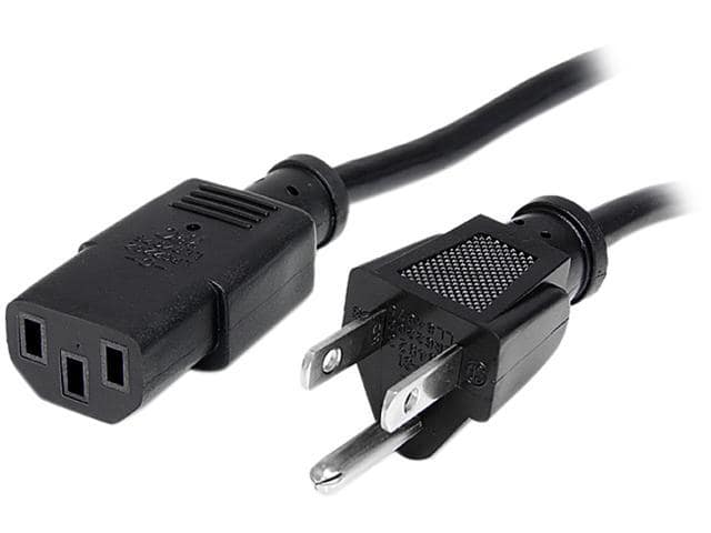 StarTech.com PXT101_10 10 ft Standard Computer Power Cord – NEMA 5-15P to C13 – 10ft NEMA 5-15P to IEC 320 C13 Power Cable
