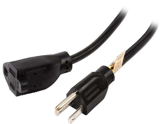 Tripp Lite Model P022-015 15 ft. Power Extension Cord, NEMA 5-15P to NEMA 5-15R – 10A, 120V, 18 AWG, 15 ft. Black