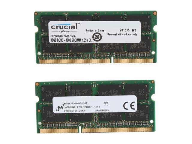 Crucial 32GB (2 x 16GB) 204-Pin DDR3 SO-DIMM DDR3L 1600 (PC3L 12800) Laptop Memory Model CT2KIT204864BF160B - ảnh 2