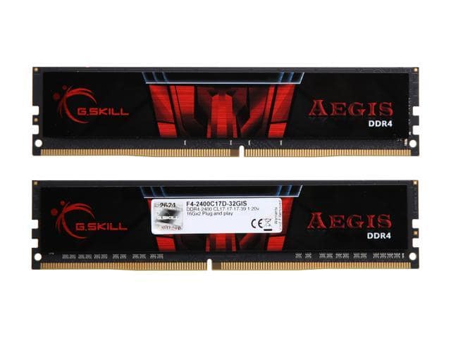 G.SKILL Aegis 32GB (2 x 16GB) 288-Pin PC RAM DDR4 2400 (PC4 19200) Desktop Memory Model F4-2400C17D-32GIS - ảnh 2
