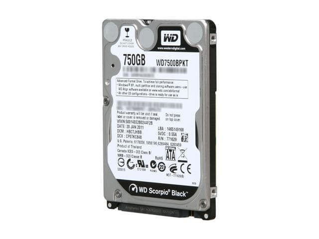 Western Digital Scorpio Black WD7500BPKT 750GB 7200 RPM 16MB Cache SATA 3.0Gb/s 2.5″ Internal Notebook Hard Drive Bare Drive - ảnh 2