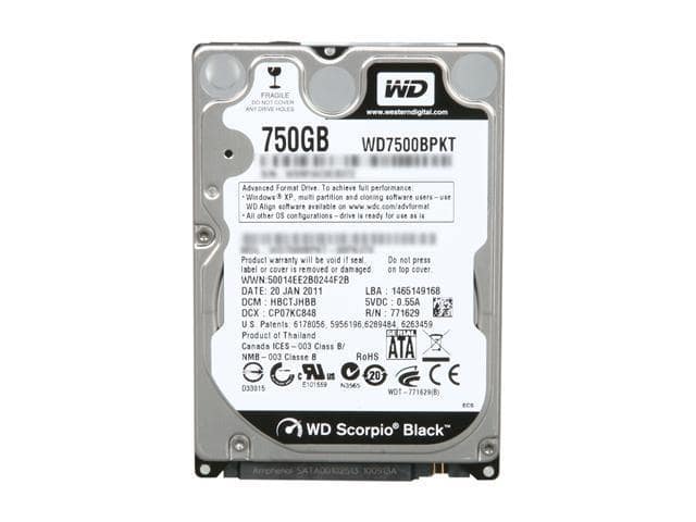 Western Digital Scorpio Black WD7500BPKT 750GB 7200 RPM 16MB Cache SATA 3.0Gb/s 2.5″ Internal Notebook Hard Drive Bare Drive - ảnh 3