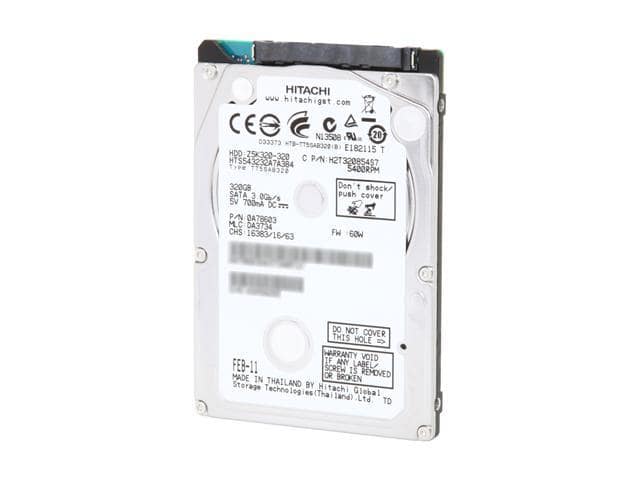 HGST Travelstar Z5K320 HTS543232A7A384 (Part#: 0A78603) 320GB 5400 RPM 8MB Cache SATA 3.0Gb/s 2.5″ Internal Notebook Hard Drive Bare Drive