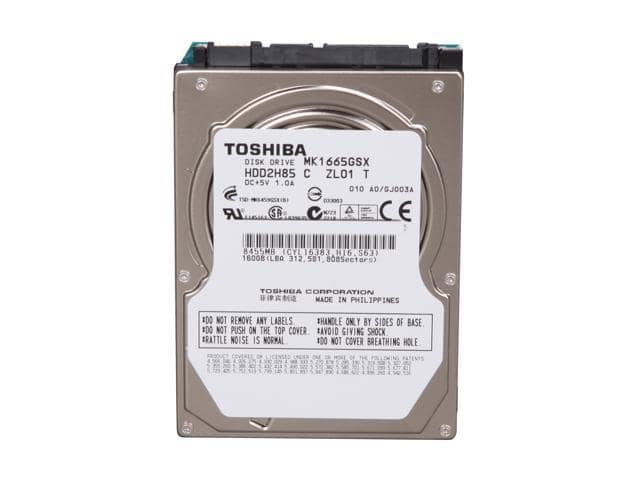 TOSHIBA MK1665GSX 160GB 5400 RPM 8MB Cache SATA 3.0Gb/s 2.5″ Internal Notebook Hard Drive Bare Drive - ảnh 2