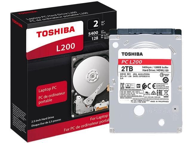 Toshiba L200 2TB Laptop PC Internal Hard Drive 5400 RPM SATA 6Gb/s 128MB Cache 2.5 inch 9.5mm Height – HDWL120XZSTA (RETAIL PACKAGE)