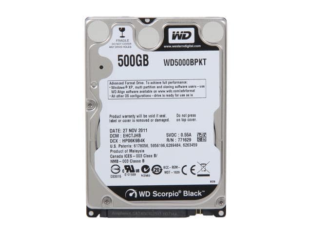 WD Scorpio Black WD5000BPKT 500GB 7200 RPM 16MB Cache SATA 3.0Gb/s 2.5″ Internal Notebook Hard Drive Bare Drive - ảnh 2