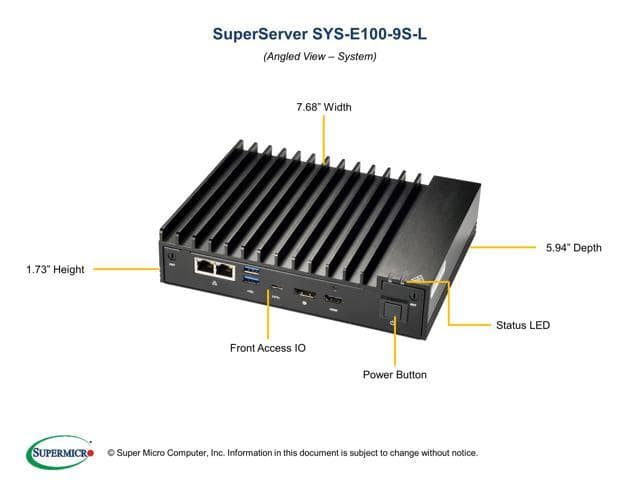 SUPERMICRO Mini PC Server System, Intel Core™ i3-7100U, 32GB DDR4, 960GB NVMV M.2 SSD.