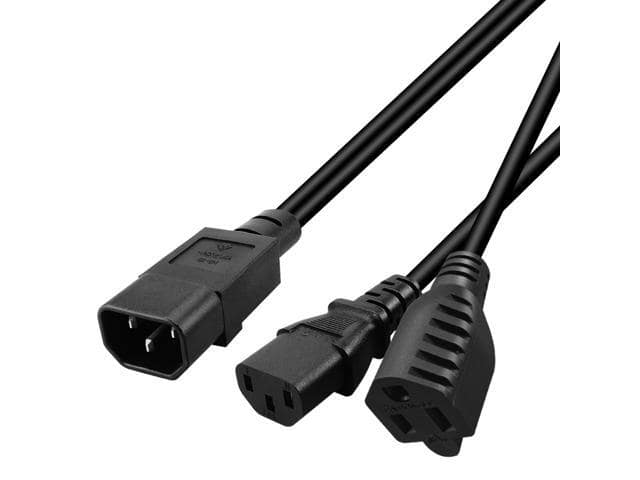 Tekit C14 to C13+NEMA 5-15R Y Splitter Power Plug Cord,Single IEC 320 C14 Male to C13+Nema 5-15R Female Splitter Adapter Cable Cord ,1ft /30mm - ảnh 3