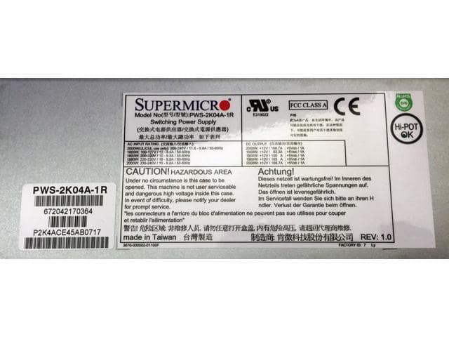 Supermicro PWS-2K04A-1R Power Supply – AC-DC 2000W, Titanium Level, Redundancy, 1U, PMBus 1.2 - ảnh 2