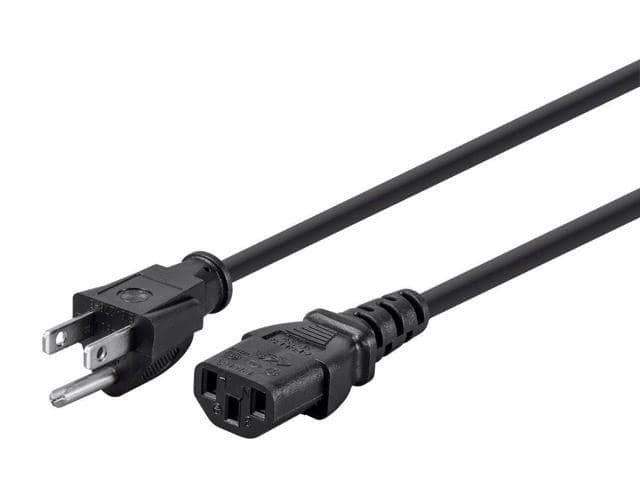 Monoprice 10ft 18AWG Power Cord Cable w/ 3 Conductor PC Power Connector Socket, 10A (NEMA 5-15P to IEC-320-C13)
