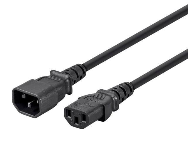 Monoprice 3-Prong Extension Cord – 6 Feet – Black | IEC 60320 C14 to IEC 60320 C13, 18AWG, 13A, 125V