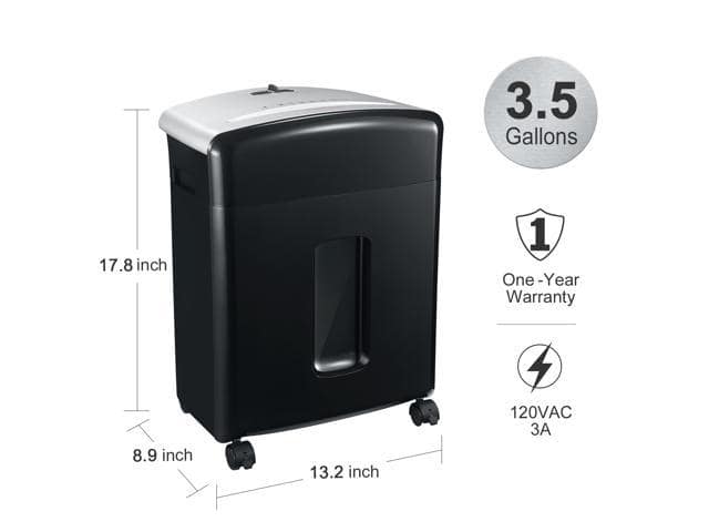 Bonsaii 10-Sheet High-Security Micro-Cut Paper Shredder, Credit Card/Staples/Clips Shredders for Office and Home Use, 3.5-Gallon Pullout Wastebasket with Large Transparent Window (C220-B)