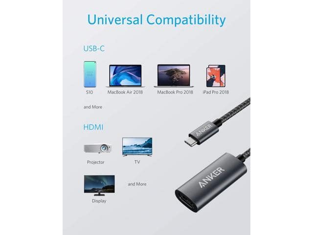Anker USB C to HDMI Adapter, Aluminum Portable USB C Adapter, Supports 4K 60Hz, for MacBook Pro, MacBook Air, iPad Pro, Pixelbook, XPS, Galaxy, and More - ảnh 4