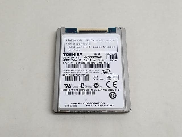 TOSHIBA MK8009GAH 80GB 4200 RPM 2MB Cache IDE Ultra ATA100 / ATA-6 1.8″ Notebook Hard Drive Bare Drive