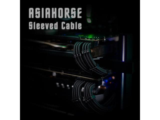 Asiahorse Customization Mod Sleeve Extension Power Supply Cable Kit 18AWG ATX/EPS/8-pin PCI-E/6-pin PCI-E (Black) - ảnh 2