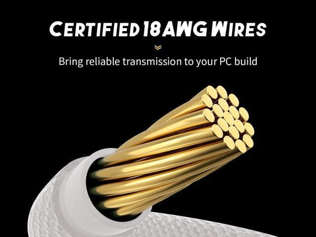 White Cable Extensions 18AWG PSU Sleeved Braided Cable Wire Kit/Set for ATX Modular Power Supply Gaming PC Build Customization Mod /24-PIN/8-PIN (4+4) CPU/Dual GPU (6+2) with combs (KITCOM 4 Pack) - ảnh 4