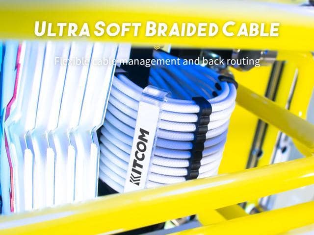 White Cable Extensions 18AWG PSU Sleeved Braided Cable Wire Kit/Set for ATX Modular Power Supply Gaming PC Build Customization Mod /24-PIN/8-PIN (4+4) CPU/Dual GPU (6+2) with combs (KITCOM 4 Pack) - ảnh 3