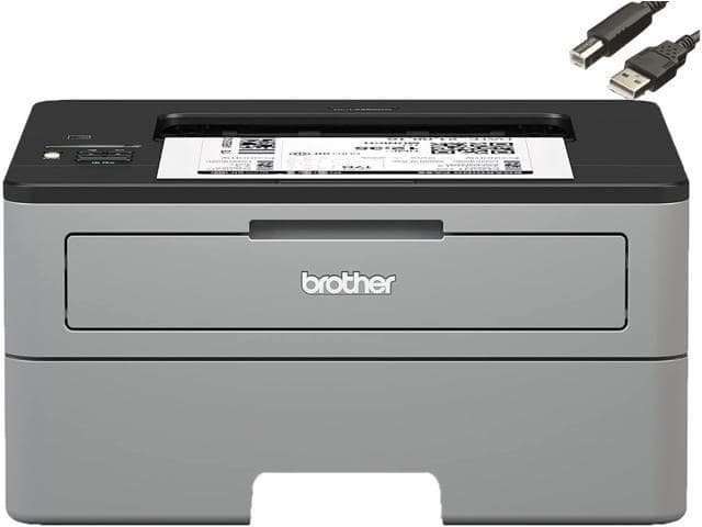 Brother Compact Monochrome Laser Printer, HL-L2350DW, Duplex Two-Sided Printing, Wireless Printing, Built-in Wireless, 32ppm, 250-sheet, Grey & Black, Bundle with JAWFOAL Printer Cable