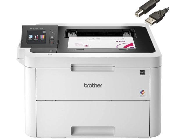 Brother HL-L3270CDW Compact Wireless Digital Color Printer with NFC, Auto 2-Sided Printing, Built-in Wireless, 25ppm, 600 x 2400 dpi, 250-sheet, Works with Alexa – Bundle with JAWFOAL Printer Cable