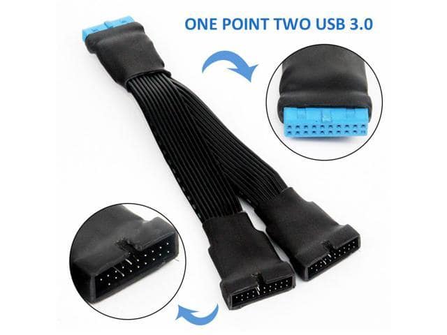 USB 3.0 Header Extension Cable, 19/20 Pin 1 to 2 Y Splitter Internal Extension Adapter for Motherboard - ảnh 2