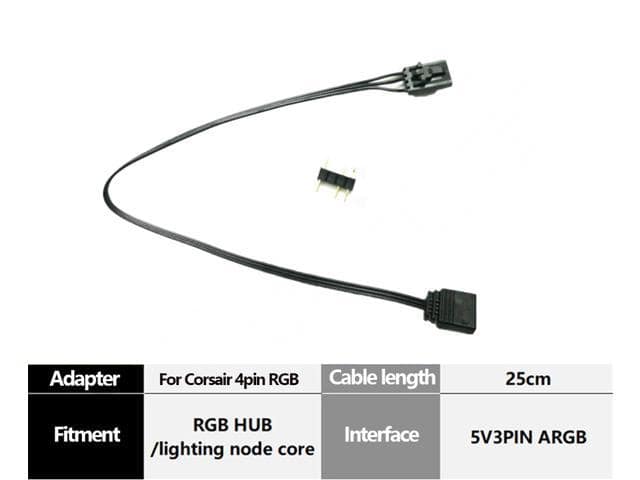 Adapter cable For Corsair RGB Fan (4-pin) to Asus Aura/MSI Mystic Light Addressable RGB - ảnh 2