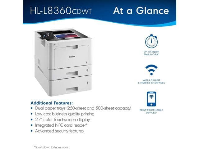 Brother Business Color Laser Printer, HL-L8360CDWT, Wireless Networking, Automatic Duplex Printing, Mobile Printing, Cloud Printing - ảnh 3