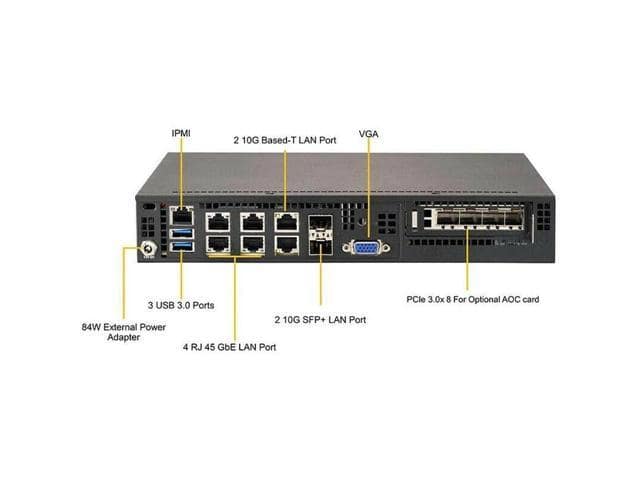 Supermicro SYS-E300-9A-16CN8TP Denverton Mini-ITX A2SDI-16C-TP8F 4 Core Barebone - ảnh 2