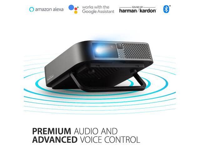 ViewSonic M2e Smart Wi-Fi Portable Mini Projector 1080p with 1000 LED Lumens H/V Keystone Auto Focus Harman Kardon Bluetooth Speakers USB Type C - ảnh 3
