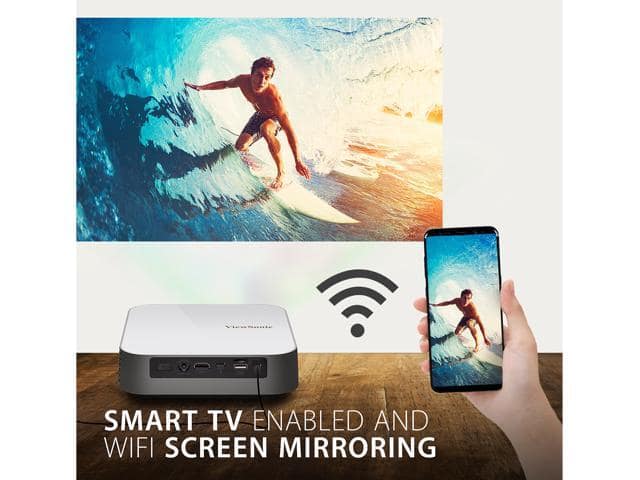 ViewSonic M2e Smart Wi-Fi Portable Mini Projector 1080p with 1000 LED Lumens H/V Keystone Auto Focus Harman Kardon Bluetooth Speakers USB Type C - ảnh 4