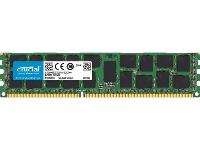 Crucial 16GB 240-Pin DDR3 RDIMM – DDR3L 1600 (PC3L 12800) Server Memory – 1.35V – ECC – 2Rx4 – CT16G3ERSLD4160B