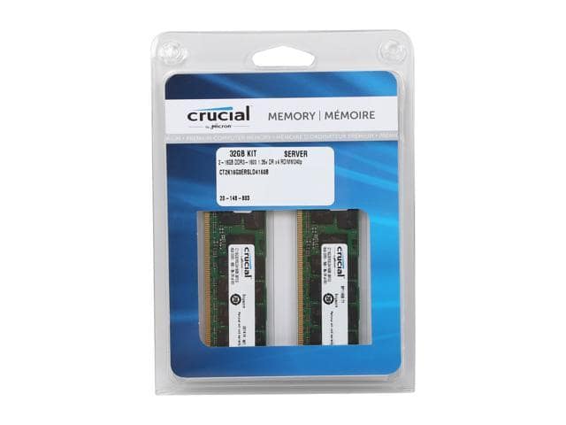 Crucial 32GB (2 x 16GB) 240-Pin DDR3 SDRAM ECC Registered DDR3 1600 (PC3 12800) Server Memory Model CT2K16G3ERSLD4160B - ảnh 3