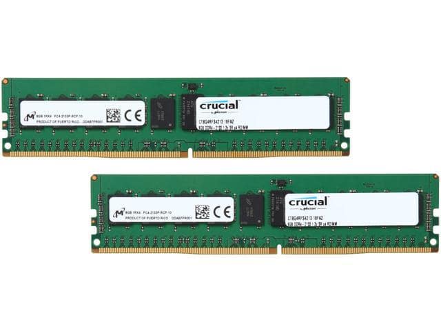 Crucial 16GB (2 x 8GB) 288-Pin DDR4 SDRAM ECC Registered DDR4 2133 (PC4 17000) Server Memory Model CT2K8G4RFS4213
