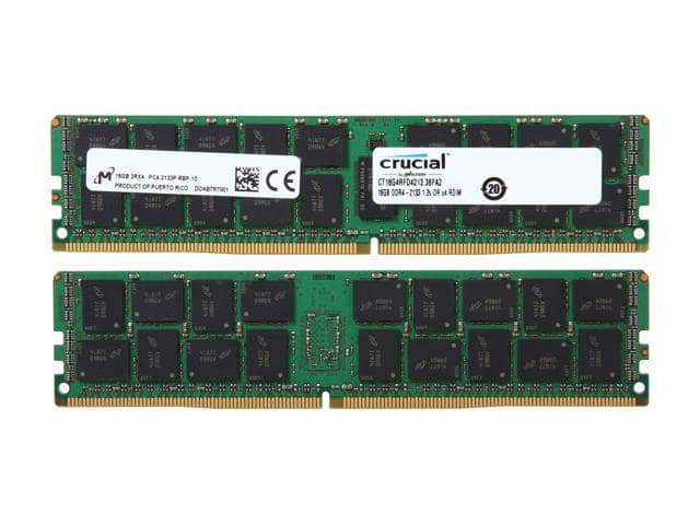 Crucial 64GB (4 x 16GB) 288-Pin DDR4 SDRAM ECC Registered DDR4 2133 (PC4 17000) Server Memory Model CT4K16G4RFD4213 - ảnh 2