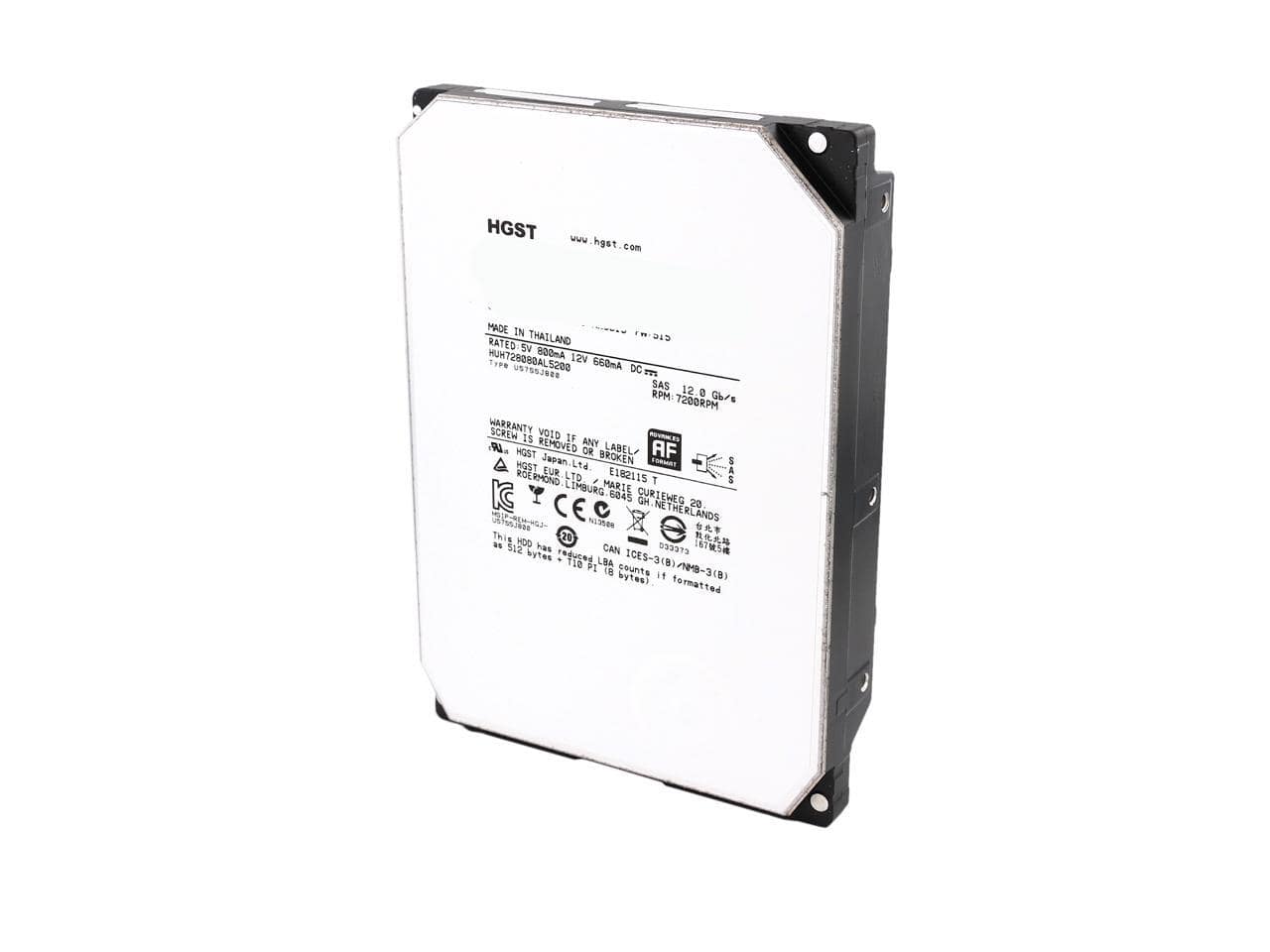 HGST Ultrastar He8 HUH728080AL5200 (0F23268) 8TB 7200 RPM 128MB Cache SAS 12Gb/s 3.5″ Helium Platform Enterprise Hard Drive Bare Drive