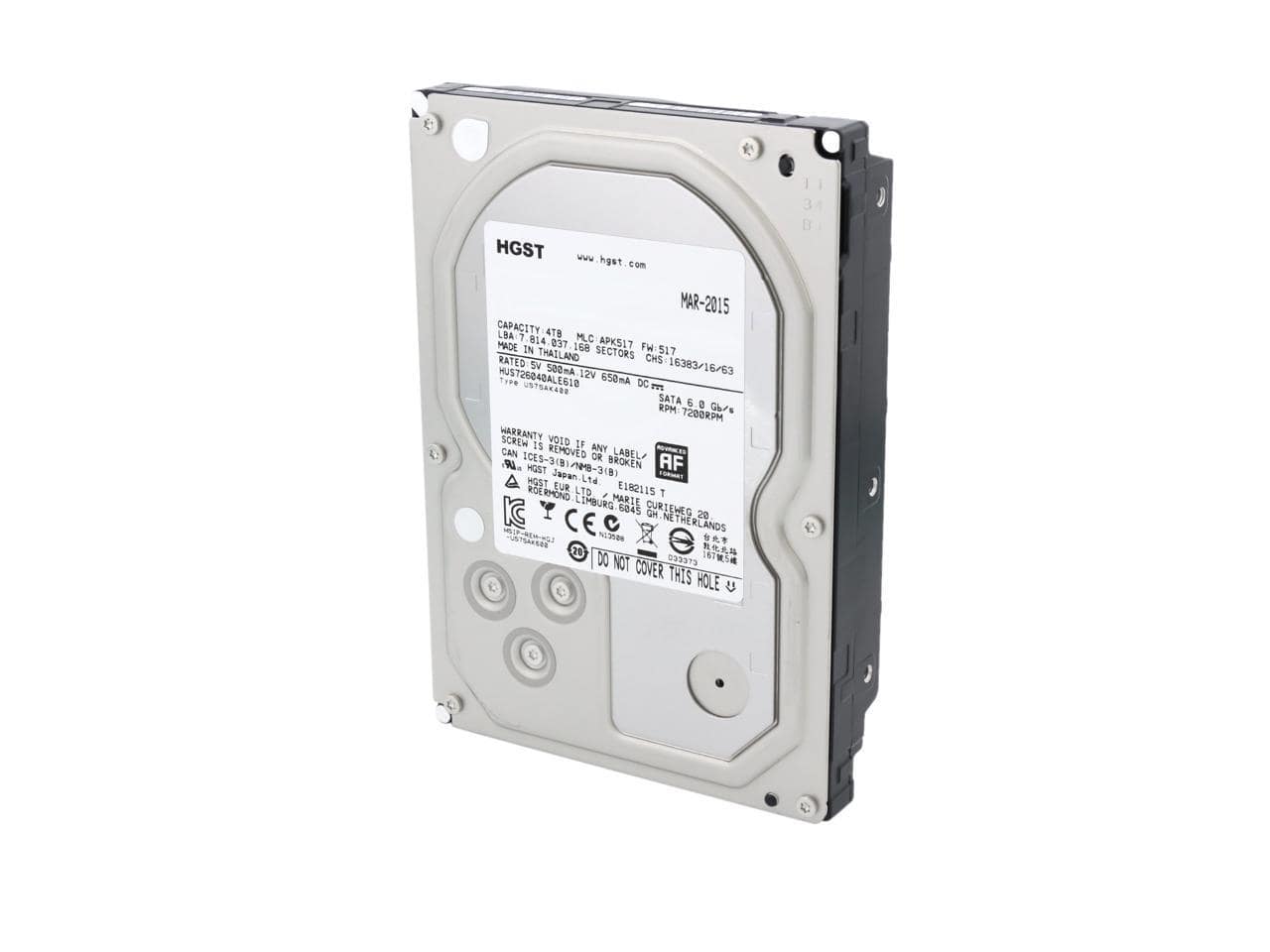 HGST Ultrastar 7K6000 HUS726040ALE610 (0F23005) 4TB 7200 RPM 128MB Cache SATA 6.0Gb/s 3.5″ Enterprise Hard Drive Bare Drive