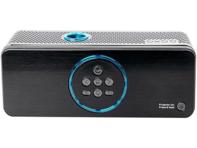 AAXA BP1 Speaker Projector – Bluetooth 5.0, Battery Power Bank, Up to 6 Hour Projection or 24 Hours Playtime, USB C Mirroring, Onboard Media Player, HDMI, DLP Portable Mini LED Projector