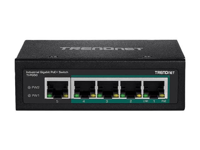 TRENDnet TI-PG50 Unmanaged 5-Port Industrial Gigabit PoE+ DIN-Rail Switch - ảnh 2