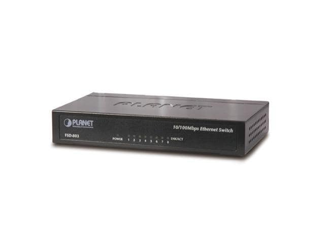 Planet FSD-803 8-port 10/100Mbps Fast Ethernet Desktop Switch – Metal Case