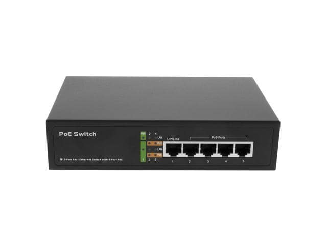 BV Tech POE-SW501 4-Port Full Power PoE Switch, 4 PoE Ports + 1 Uplink Port, 10/100Mbps, IEEE 802.3af Compliant, 65W High Power Budget - ảnh 4