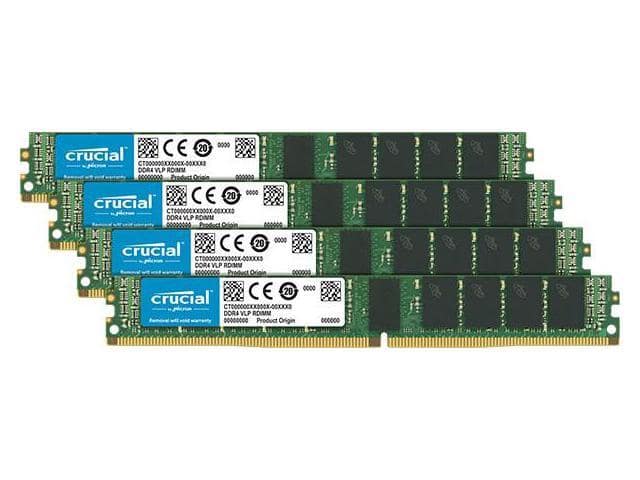 Crucial DDR4 64GB (4 x 16GB) 2666 MHz CL19 1.2v VLP RDIMM ECC – Registered Memory (CT4K16G4VFS4266)