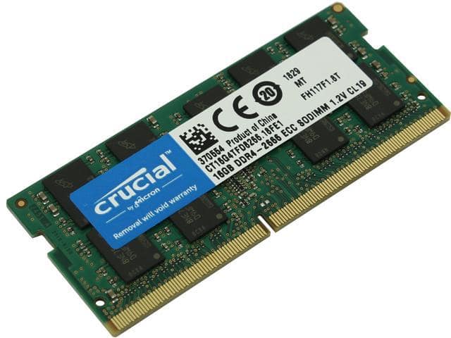 Crucial 16GB DDR4 2666 (PC4-21300) CL19 ECC Unbuffered SODIMM CT16G4TFD8266 - ảnh 2