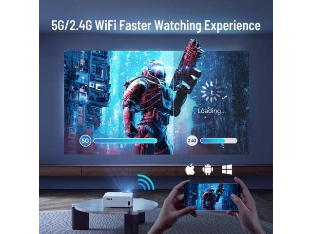 Native 1080P 5G WiFi Projector, Portable Outdoor HD 4K Supported Projector for Synchronize Screen, PARIS RHÔNE Movie Mini Projector for Home, 220 9500L Built-in Speaker - ảnh 2