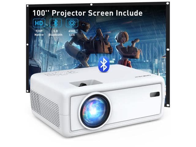 Mini Projector, 720P HD Portable Projector, 1080P Small WiFi Projector with 100″ Projector Screen, 240″ LCD Display Compatible with Fire Stick ,HDMI, VGA, USB, TVBox, Laptop, DVD