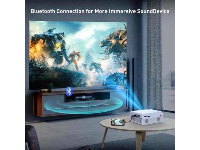 Mini Projector, 720P HD Portable Projector, 1080P Small WiFi Projector with 100″ Projector Screen, 240″ LCD Display Compatible with Fire Stick ,HDMI, VGA, USB, TVBox, Laptop, DVD - ảnh 2