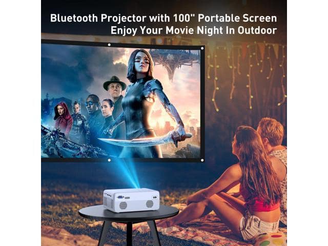Mini Projector, 720P HD Portable Projector, 1080P Small WiFi Projector with 100″ Projector Screen, 240″ LCD Display Compatible with Fire Stick ,HDMI, VGA, USB, TVBox, Laptop, DVD - ảnh 3